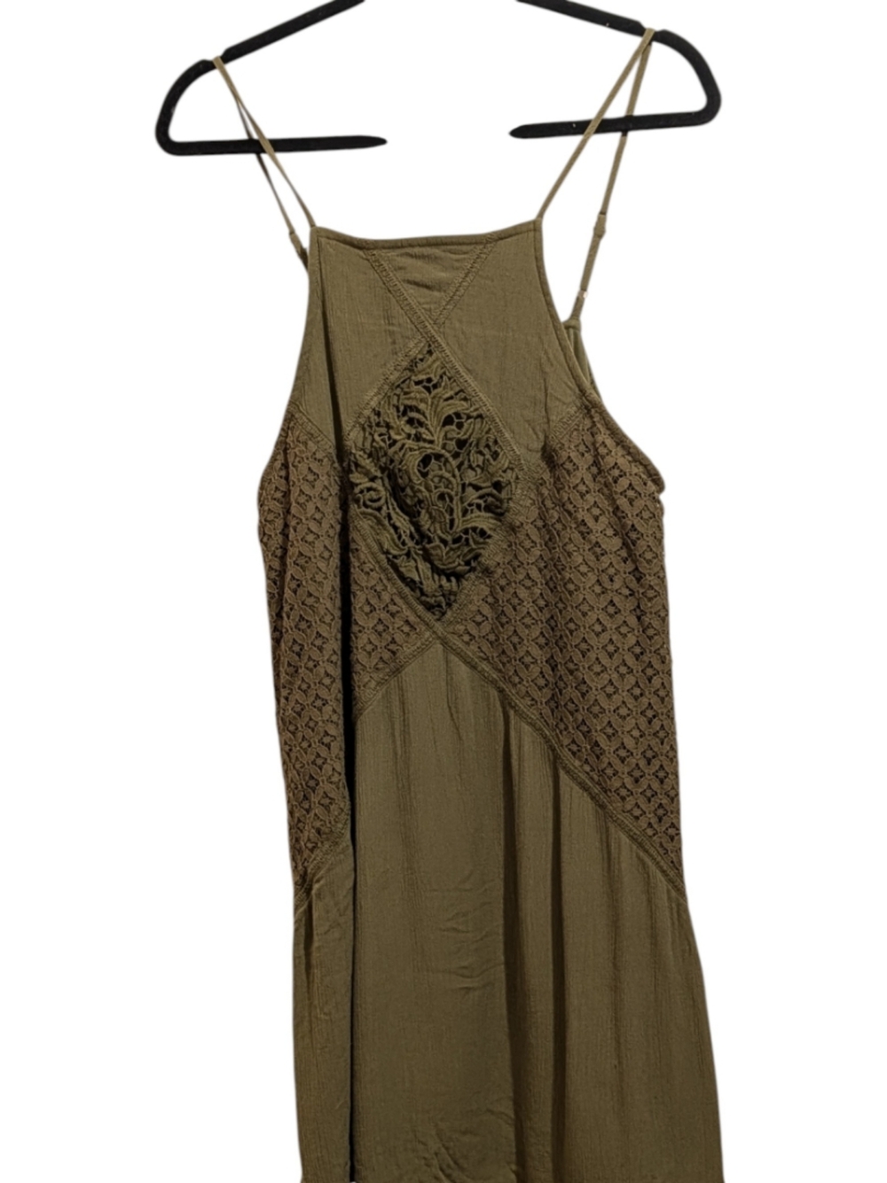 Xhilaration Olive Crochet-Trim Maxi Dress Size XL